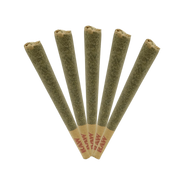 Blueberry AK THCa preroll 5-pack—1g hybrid prerolls with musky berry aroma and euphoric, relaxing effects. Available now at Consider It Flowers.