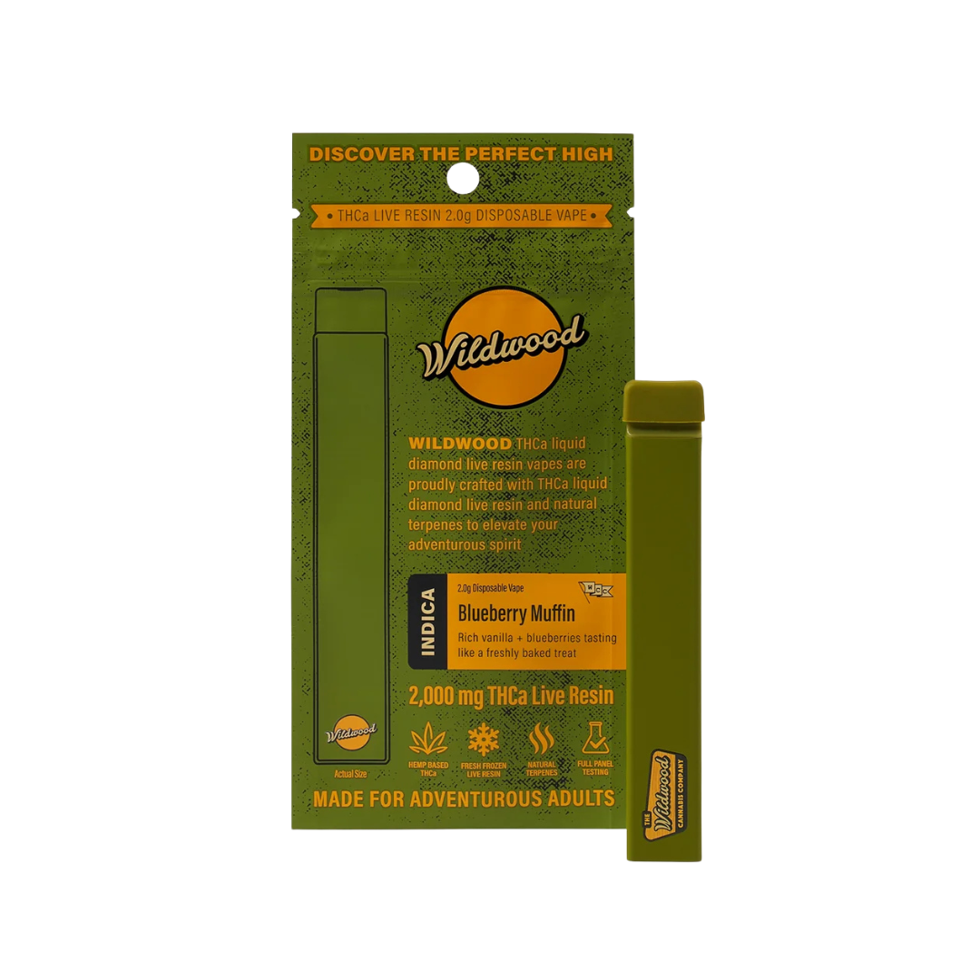 Blueberry Muffin THCA Live Resin 2G Vape by Wildwood Blueberry Muffin THCA Live Resin 2G Vape by Wildwood