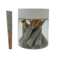 Jar of 10 Diamond THCa prerolls — .5g each, coated in live resin, dusted with pure THCa diamonds. Shop THCA prerolls that ship straight to your door.