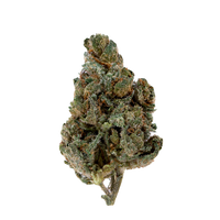 Chunky, trichome-coated Jealousy buds with deep purple, bright green, and orange hues deliver a sweet, balanced hybrid high.