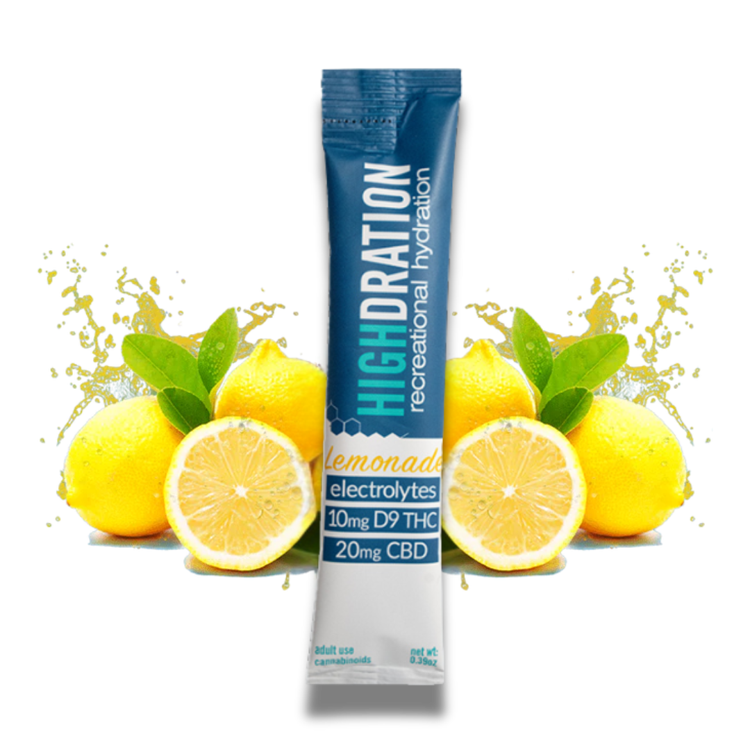 Lemonade Highdration Mix packet with citrus imagery and clean, vibrant packaging ready to mix with water.