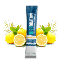Lemonade Highdration Mix packet with citrus imagery and clean, vibrant packaging ready to mix with water.