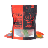 Nick's Nugs Max Potency Gummies with 25MG Delta-9 THC. Edibles available for fast free nationwide shipping.