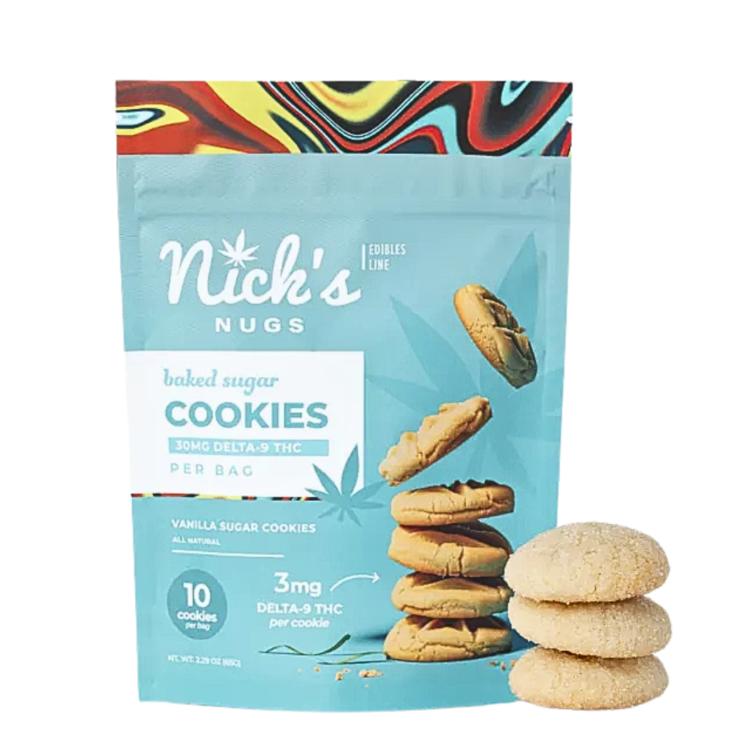 Soft-baked golden sugar cookies in a 10-pack, perfectly portioned with 3mg THC each—delicious, discreet, and ready to enjoy.