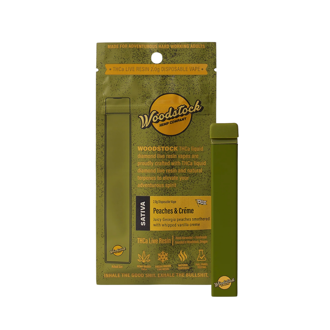 Peaches & Creme Woodstock 2g THCA Vape Bag
