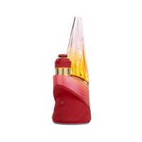 Gradient red and orange Puffco Peak Pro 3DXL smart rig in Limited Edition Daybreak with fluted hand-blown glass and gold chamber, shop now at Consider It Flowers.