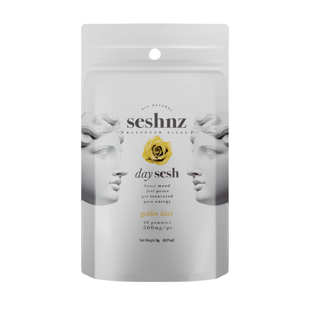 Golden Kiwi Day Sesh Mushroom Gummies from Consider It Flowers – refreshing flavor meets clarity-enhancing functional mushrooms.