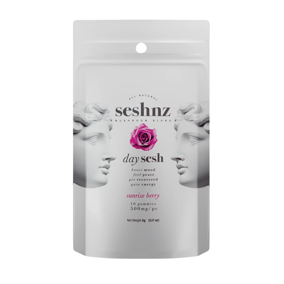 Sunrise Berry Day Sesh Gummies at Consider It Flowers – sweet berry flavor paired with mood-boosting mushrooms for daily focus.