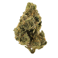 Sherbanger Exotic Provate Reserve Hybrid THCa flower with dense, frosty buds, vibrant green tones, and fiery orange hairs  and indica leaning effects – available now at Consider It Flowers.