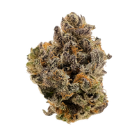Smackers hybrid strain with berry-diesel flavor, purple-frosted buds, and strong euphoric effects that end in couchlock.