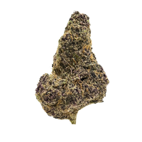 Purple-hued THCA flower bud with amber hairs and heavy trichome coverage – shop Super Boof for fruity flavor and hybrid effects.