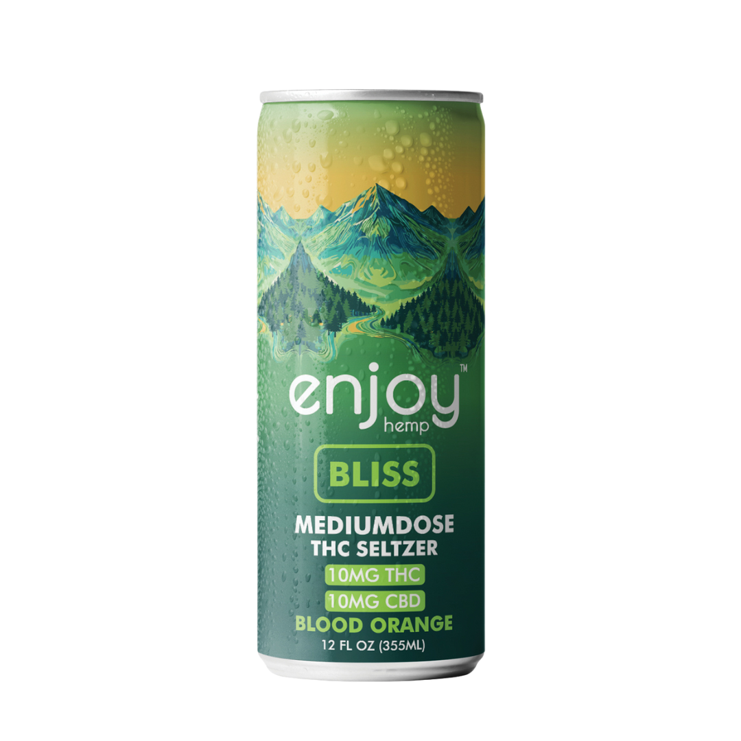 Enjoy Hemp Bliss Blood Orange THC Seltzer + CBD drink for mellow balance. Buy THC beverages online with fast delivery from Consider It Flowers.