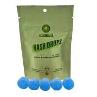 Blue Raspberry hash rosin gummies by BBXLG featuring 10 blue raspberry-flavored gummies infused with premium solventless hash rosin