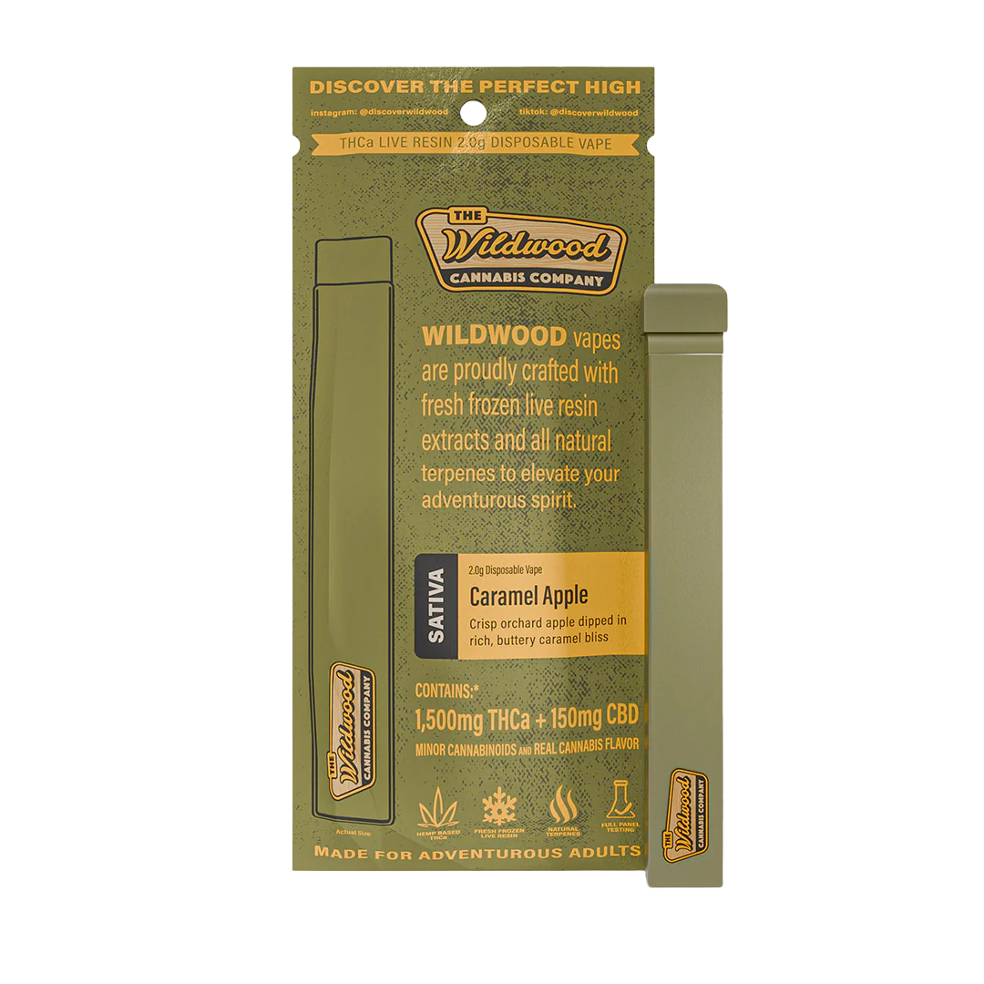 Caramel Apple Sativa THCa Live Resin Vape – sweet apple caramel flavor. Buy THCa vapes online with same-day delivery and nationwide shipping.