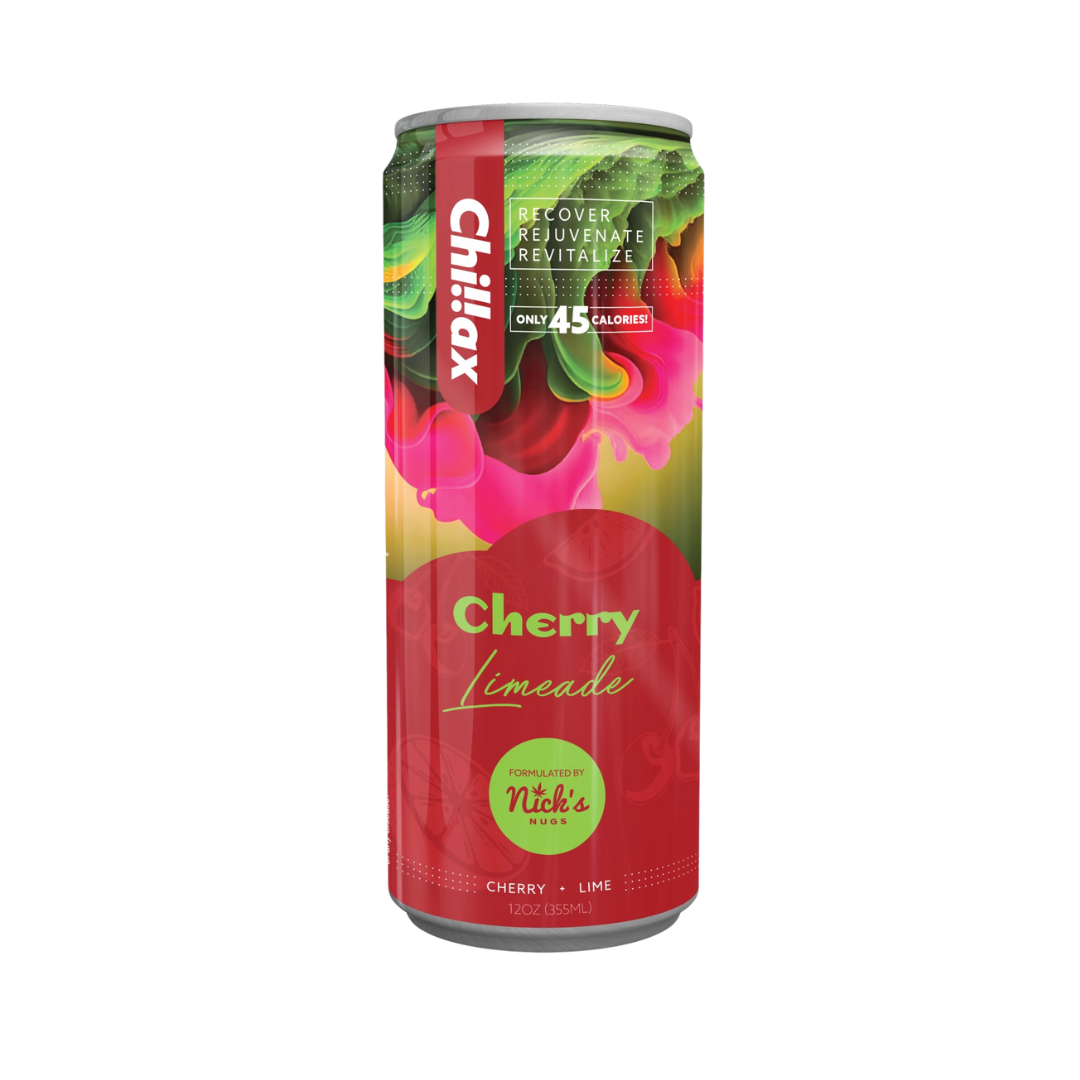 Nick’s Nugs Chillax Cherry Limeade THC drink — fast-acting focus and calm in a refreshing cherry-lime flavor. Shop online now.