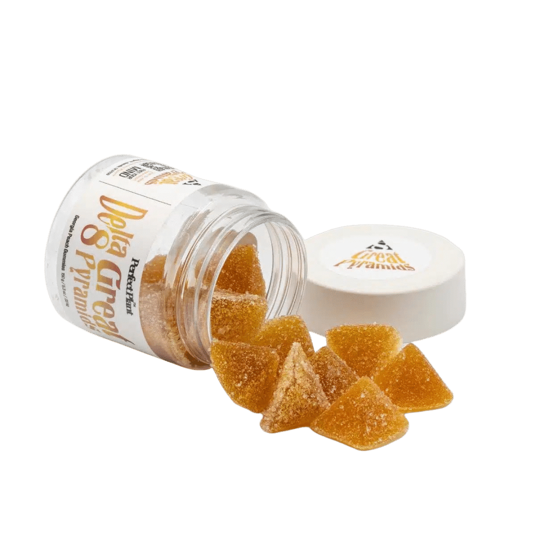 Georgia Peach Great Pyramids Delta-8 Gummies made by Perfect Plant™. Get THC gummies delivered by Consider It Flowers.