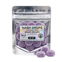 Grape Escape hash rosin gummies by BBXLG featuring 10 grape-flavored gummies infused with premium solventless hash rosin