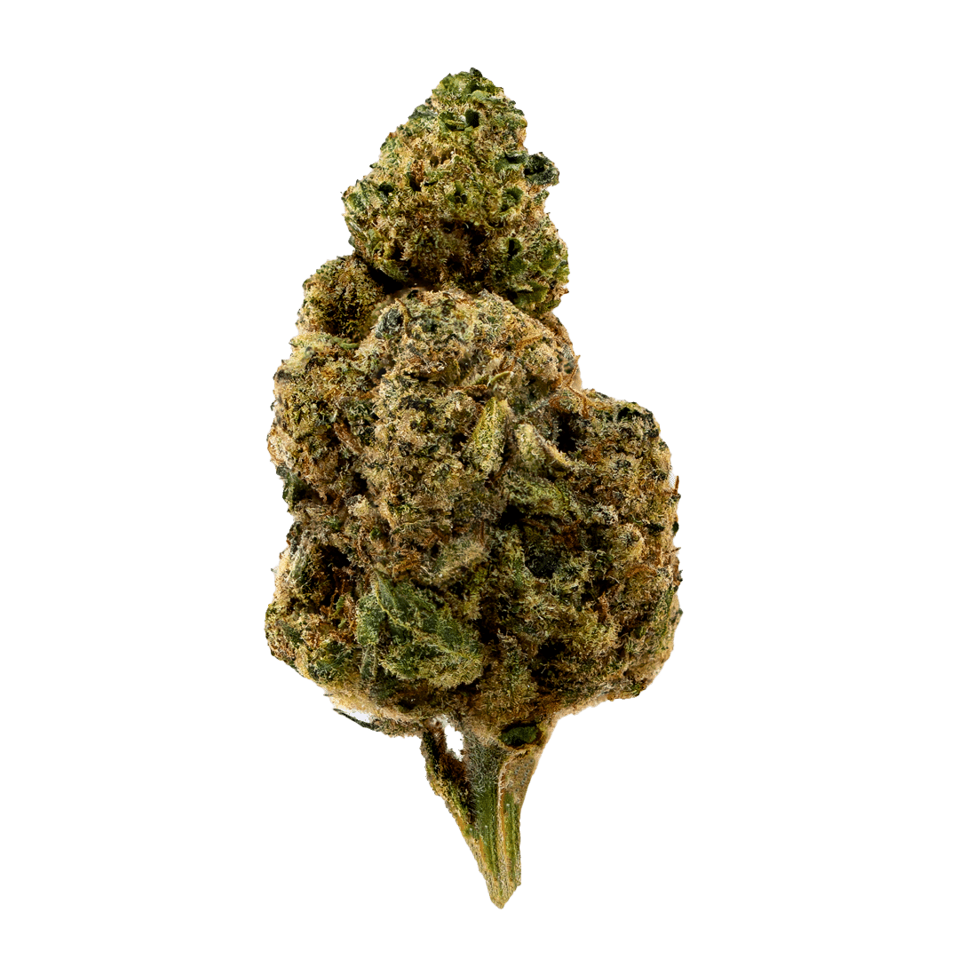 Premium Green Apple Gas THCA flower showing dense lime-green buds with crystalline trichomes