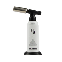 Higher Standards x Blazer Big Shot Torch V3 – White Triangles edition, 2500°F flame, available at Consider It Flowers.