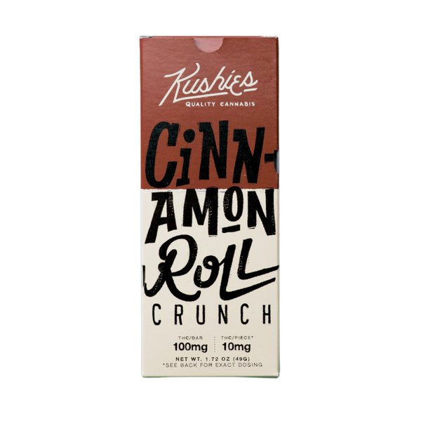Cinnamon Roll Crunch Chocolate Bar by Kushie's (1CT) 100 MG THC