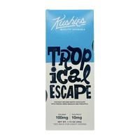 Kushies Tropical Escape 100MG THC white chocolate bar with coconut, mango, and pineapple. Shop now for this sweet tropical treat.