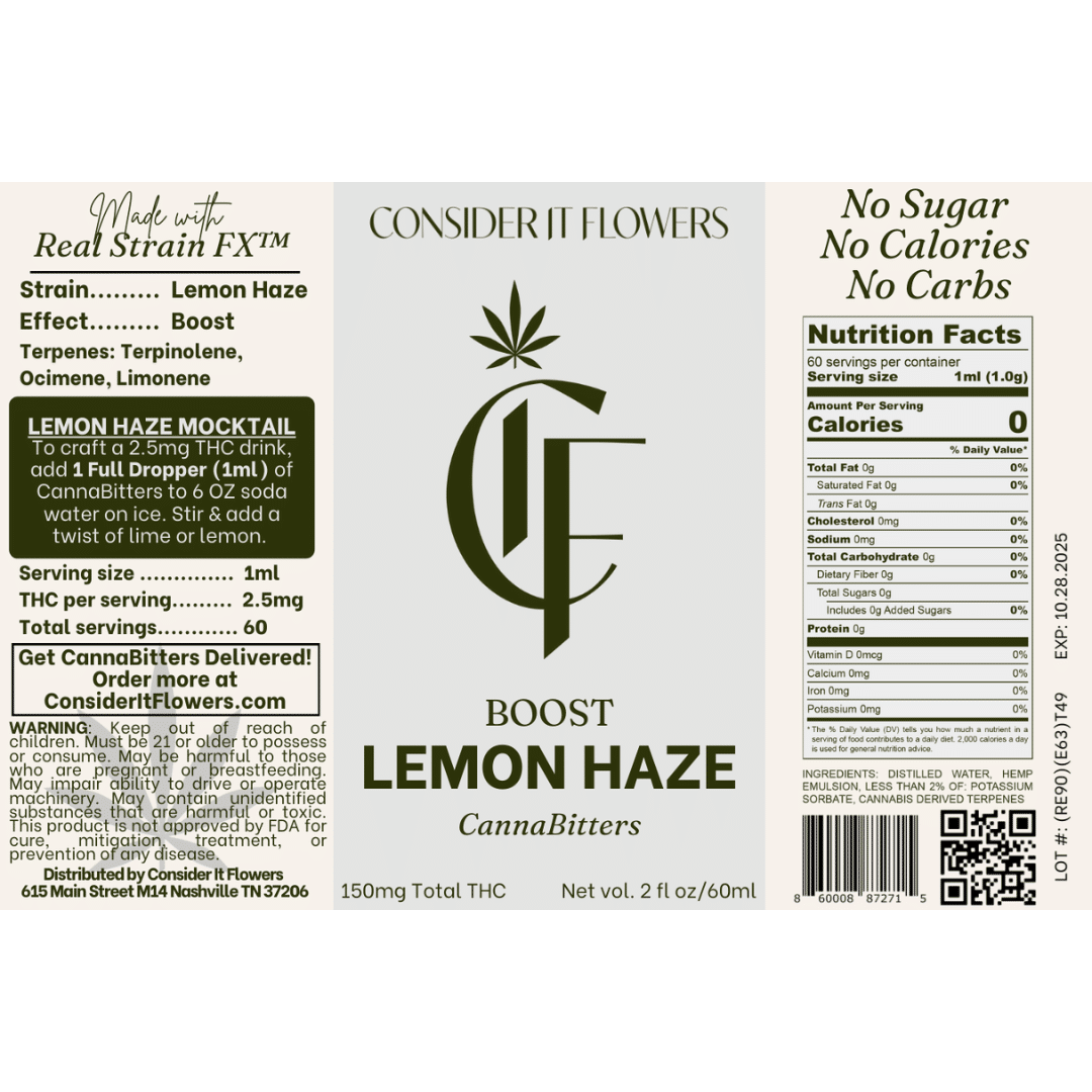 Lemon Haze CannaBitters (1 Bottle) 150 MG THC