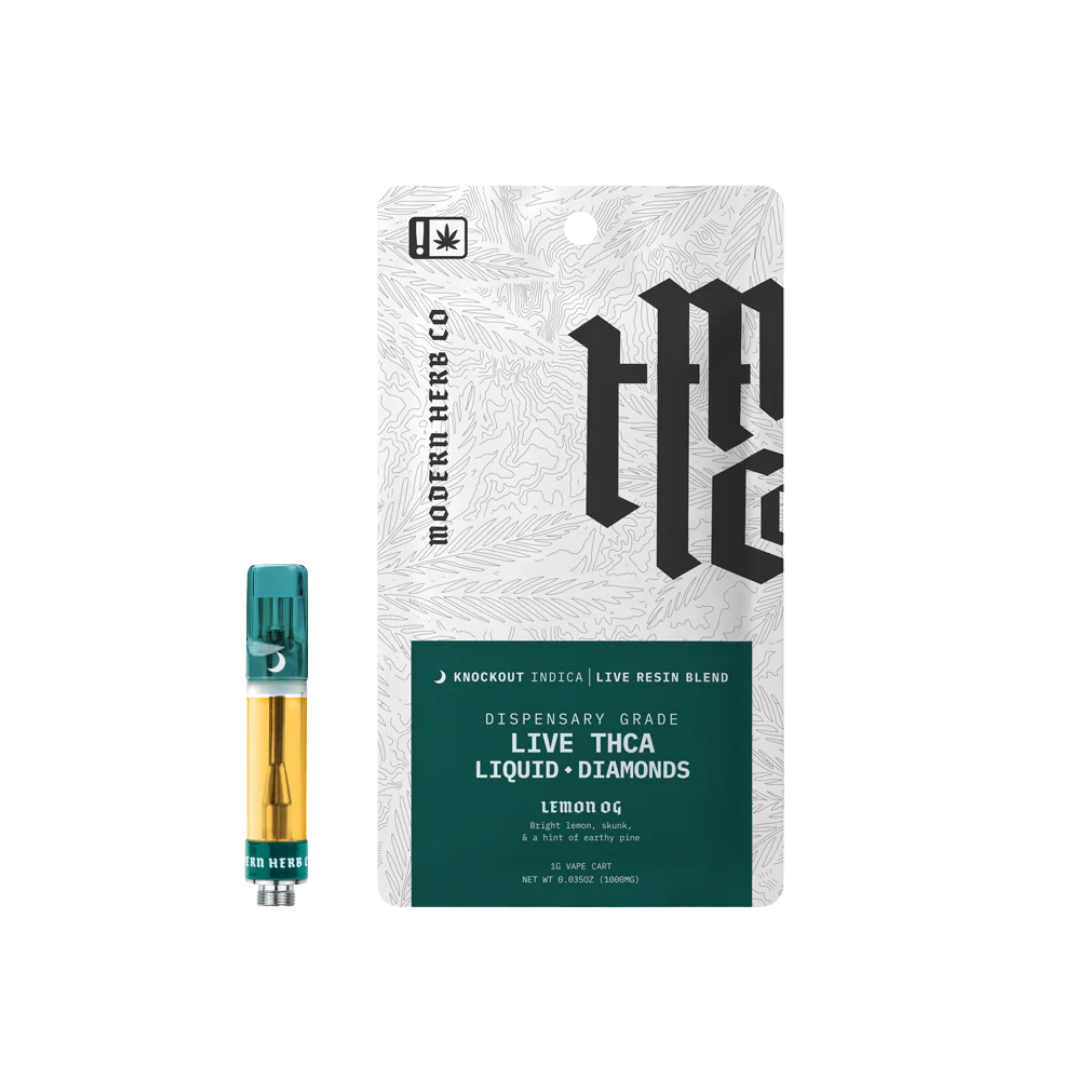 Lemon OG THCA Liquid Diamonds Live Resin Cartridge by Modern Herb Co 1G