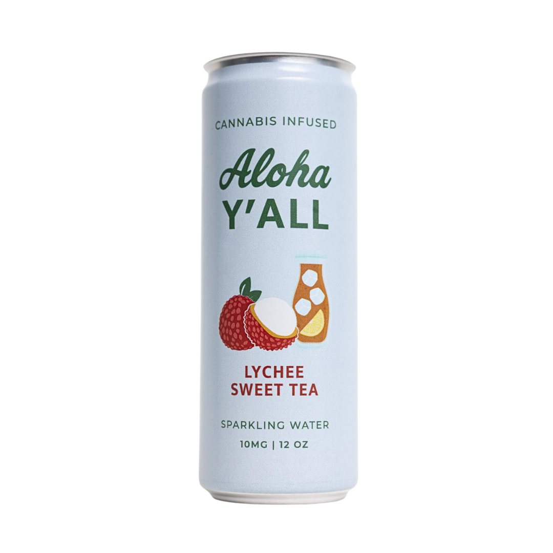 Lychee Sweet Tea THC sparkling water with real fruit flavor and mellow cannabis effects, available for fast shipping and Nashville delivery.