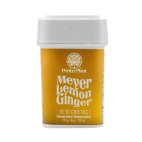 Meyer Lemon Ginger 10:10 gummies by Perfect Plant: 10mg THC, 10mg CBD for a balanced, relaxing experience. Order delivery from Consider It Flowers.