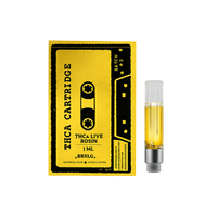 Mimosa THCa live rosin 1ML cartridge by BBXLG with juicy orange, tangerine, lemon, tropical fruit, earthy herbs, and light gas hybrid flavor notes
