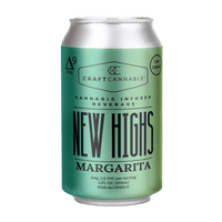 New Highs Margarita delivers tangy lime flavor and 5mg THC for a smooth, uplifting buzz in a low-calorie, lightly carbonated NA drink.