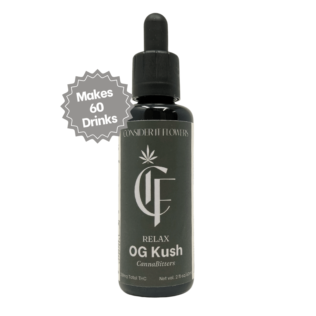 OG Kush CannaBitters deliver relaxing, earthy indica effects in THC drinks. Perfect for cozy evenings. One bottle makes 60 drinks.