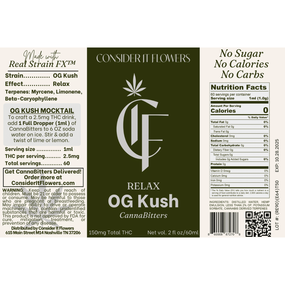 OG Kush CannaBitters (1 Bottle) 150 MG THC