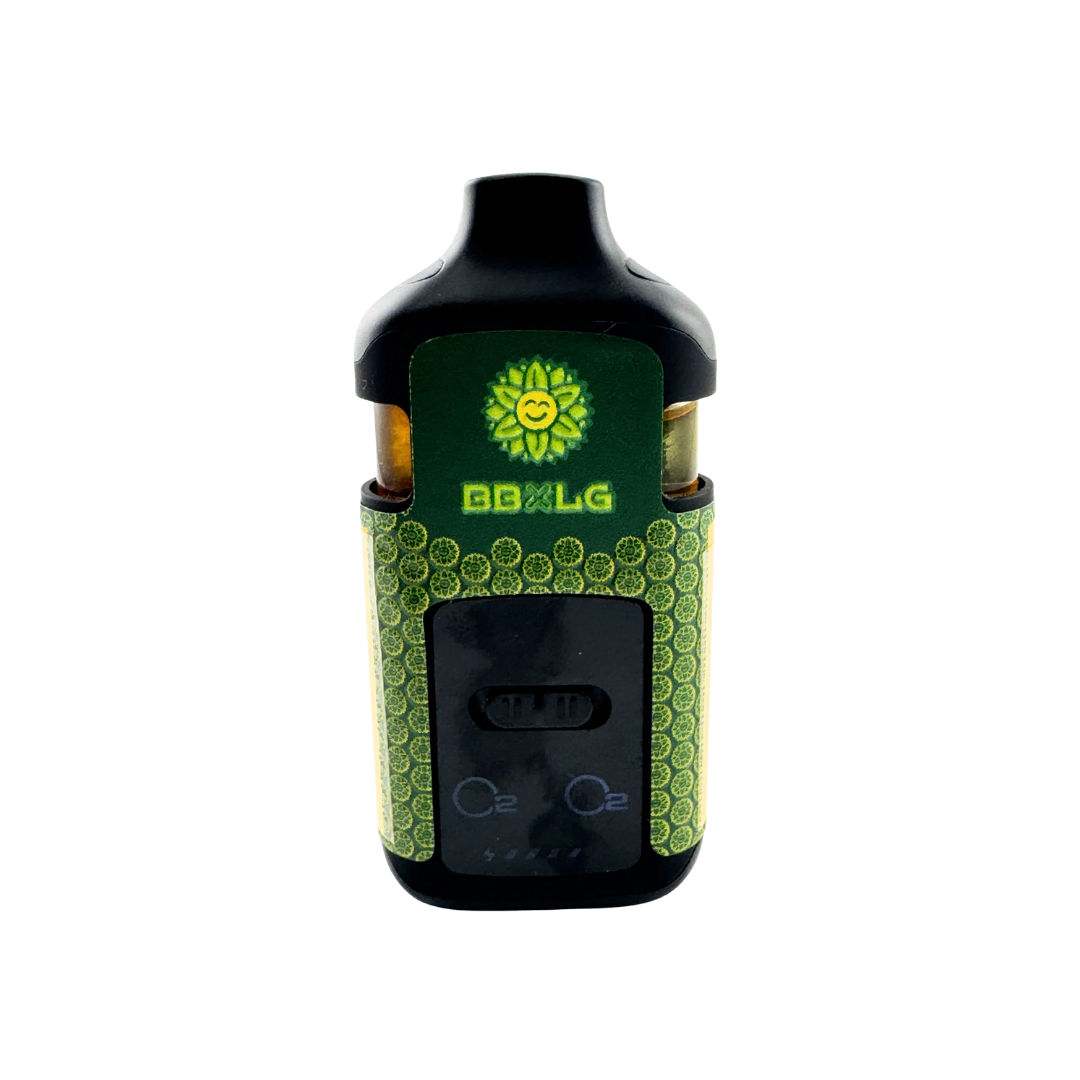 OG Sour and Triangle OG dual THCa live rosin vape featuring a 0.5ML sativa chamber and 0.5ML indica chamber for 1ML total
