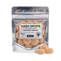 Orange Dream hash rosin gummies by BBXLG featuring 10 orange-flavored gummies infused with premium solventless hash rosin