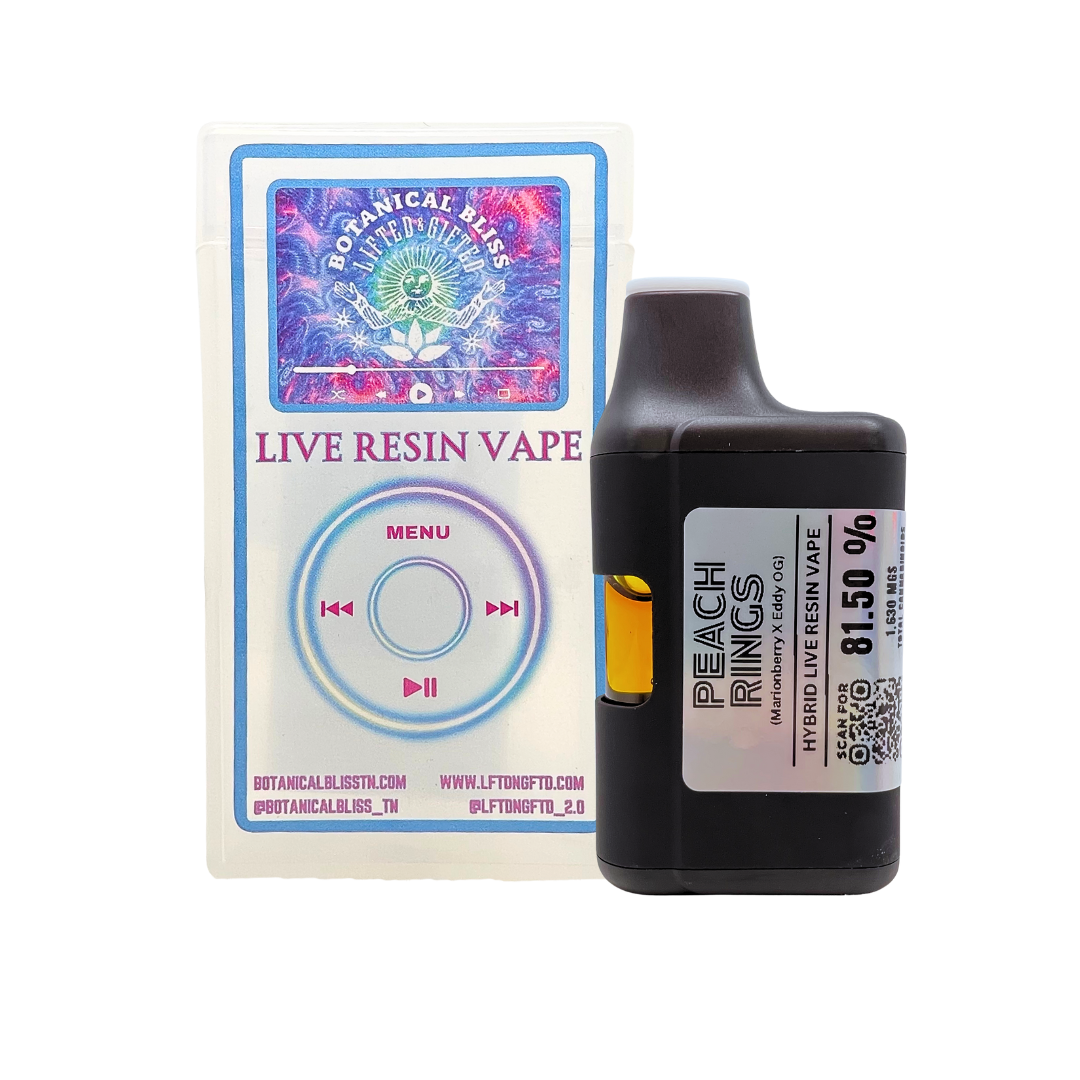 Peach Rings Hybrid 2G Live Resin Vape by Botanical Bliss x Lifted & Gifted — buy THCa vapes online with fast shipping.