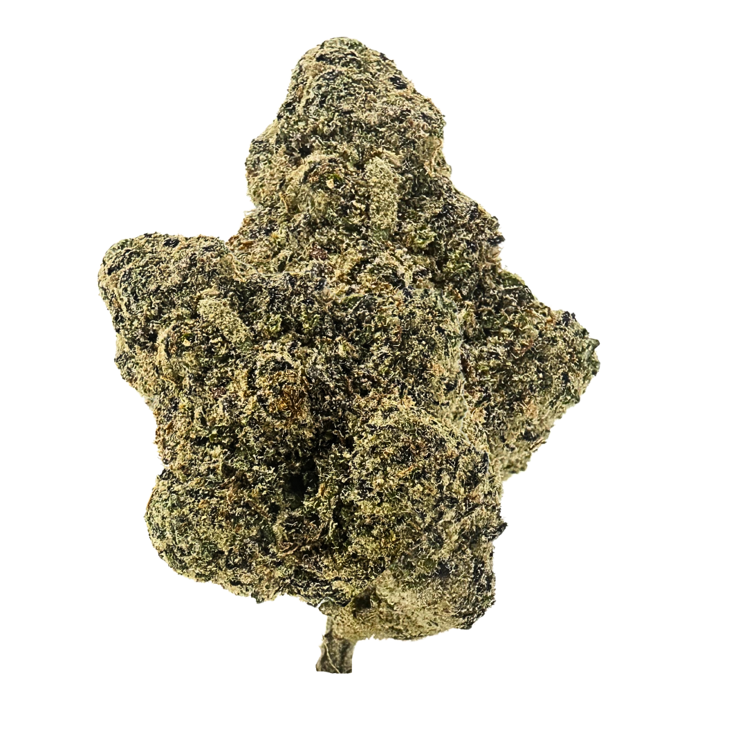 Peaches & Cream strain features dense, bright green nugs with a thick trichome coating and a juicy peach, creamy, and skunky aroma. 