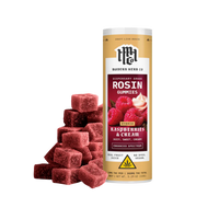Raspberries & Cream live rosin gummies hybrid 10mg THC each. Shop clean edibles online with fast shipping and Nashville delivery