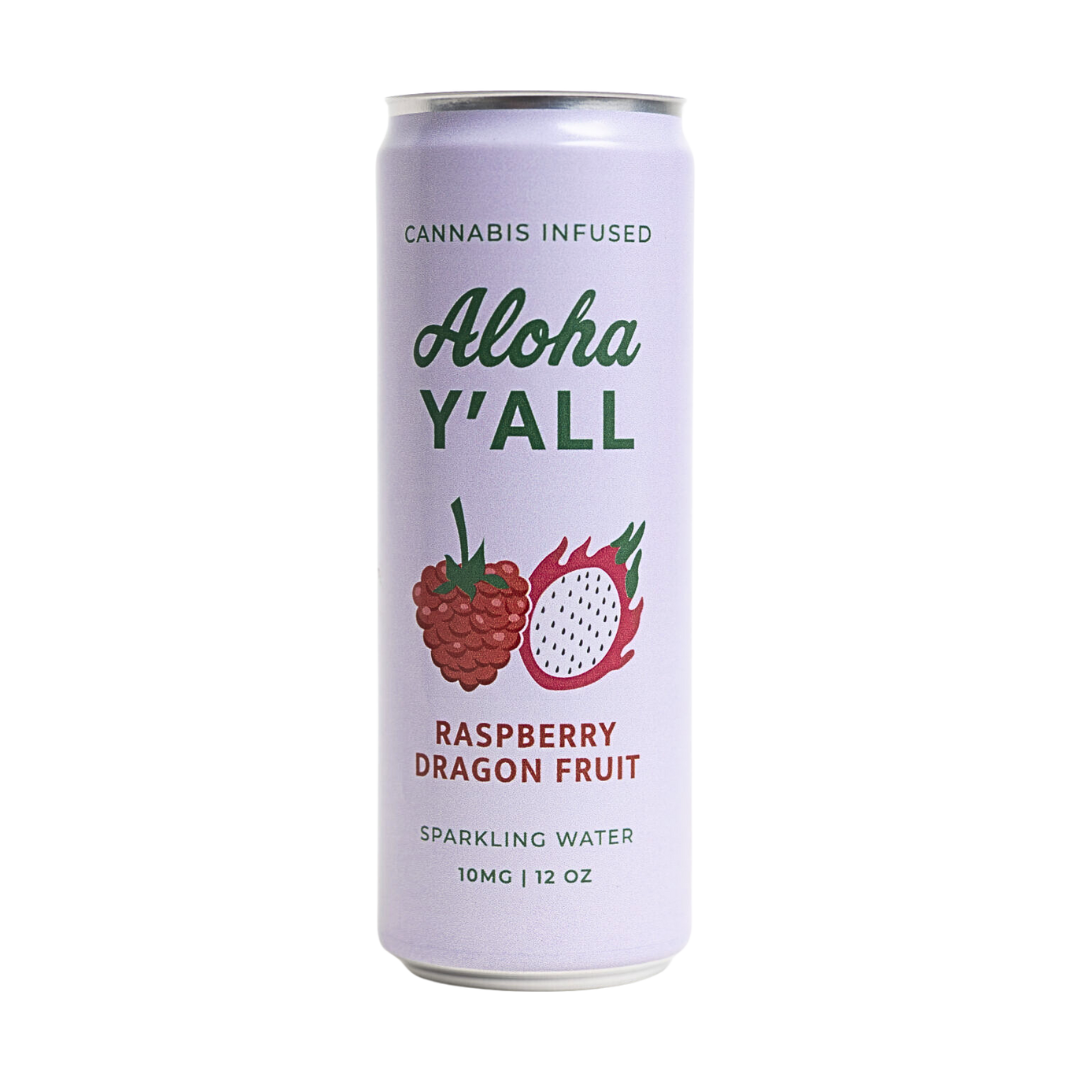 Raspberry Dragon Fruit THC sparkling water with natural fruit flavor and smooth cannabis buzz, available online and in Nashville.
