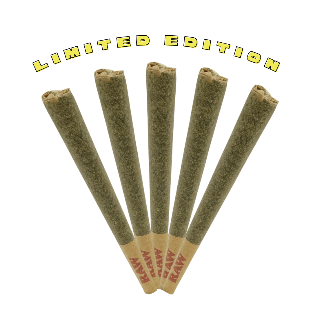 Skywalker OG 5-pack prerolls with special edition label—indica strain with heavy effects and bold diesel flavor.