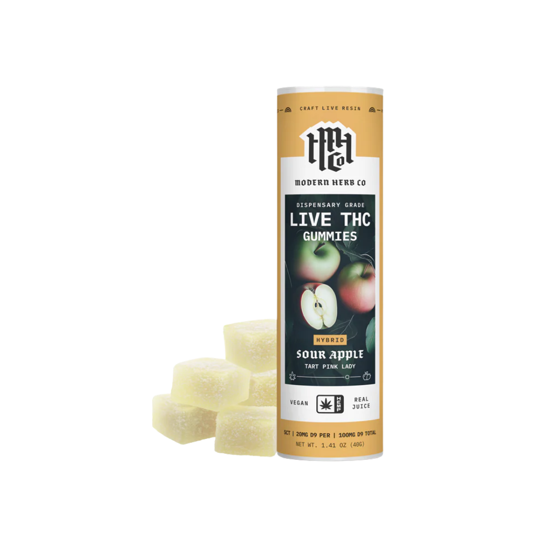 Sour Apple Live Resin (Anytime) Gummies by Modern Herb Co (5 CT) 100 MG THC