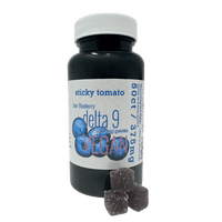 Sticky Tomato’s Sour Blueberry Delta-9 Vegan Gummies feature tart blueberry flavor and 7.5mg Delta-9 THC per gummy. Made in Nashville by Craft Cannabis.