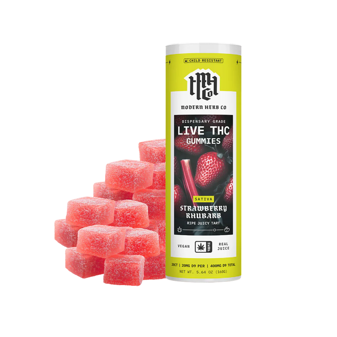 Strawberry Rhubarb Live Resin (Daytrip) Gummies by Modern Herb Co (20 CT) 400 MG THC