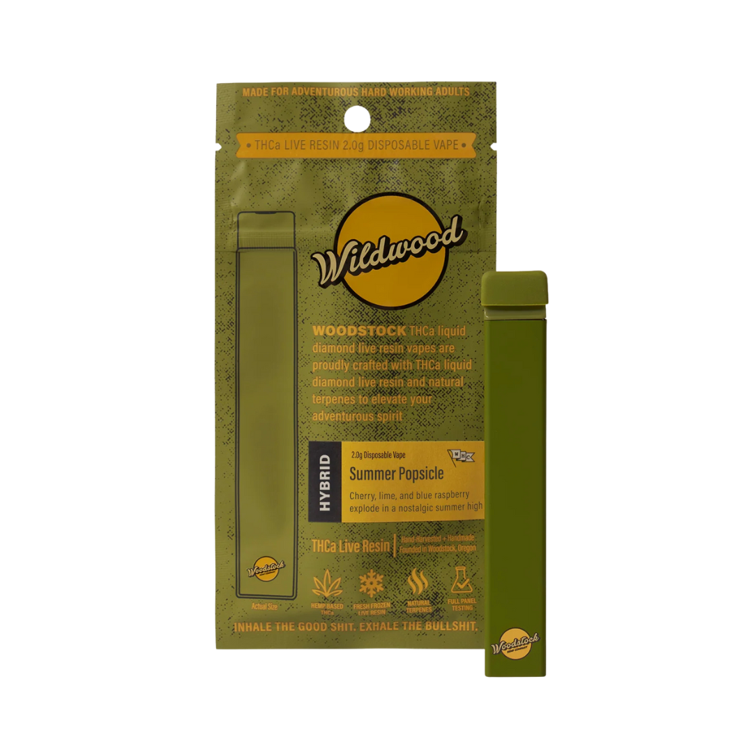 Wildwood Summer Popsicle Hybrid Vape—balanced effects and nostalgic cherry-lime flavor. Powered by THCa live resin.