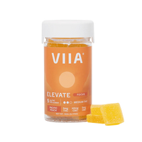 Peach Elevate Focus Gummies by VIIA with 5mg THC, 40mg CBG, and 5mg CBD. Designed for focus, energy, and clarity with nootropic support.
