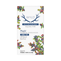 30ct WYLD Huckleberry Hybrid gummies, real fruit flavor and smooth effects. Buy edibles online or get fast Nashville delivery.
