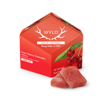 WYLD Sour Cherry THC gummies 10ct with tart cherry flavor, relaxing effects, buy edibles online with fast Nashville delivery