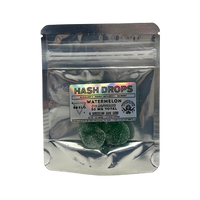 Watermelon Hash Drops gummies by Botanical Bliss x Lifted & Gifted – 10mg THC each, 100mg per bag. Hash-infused edibles, shop discreet delivery today.