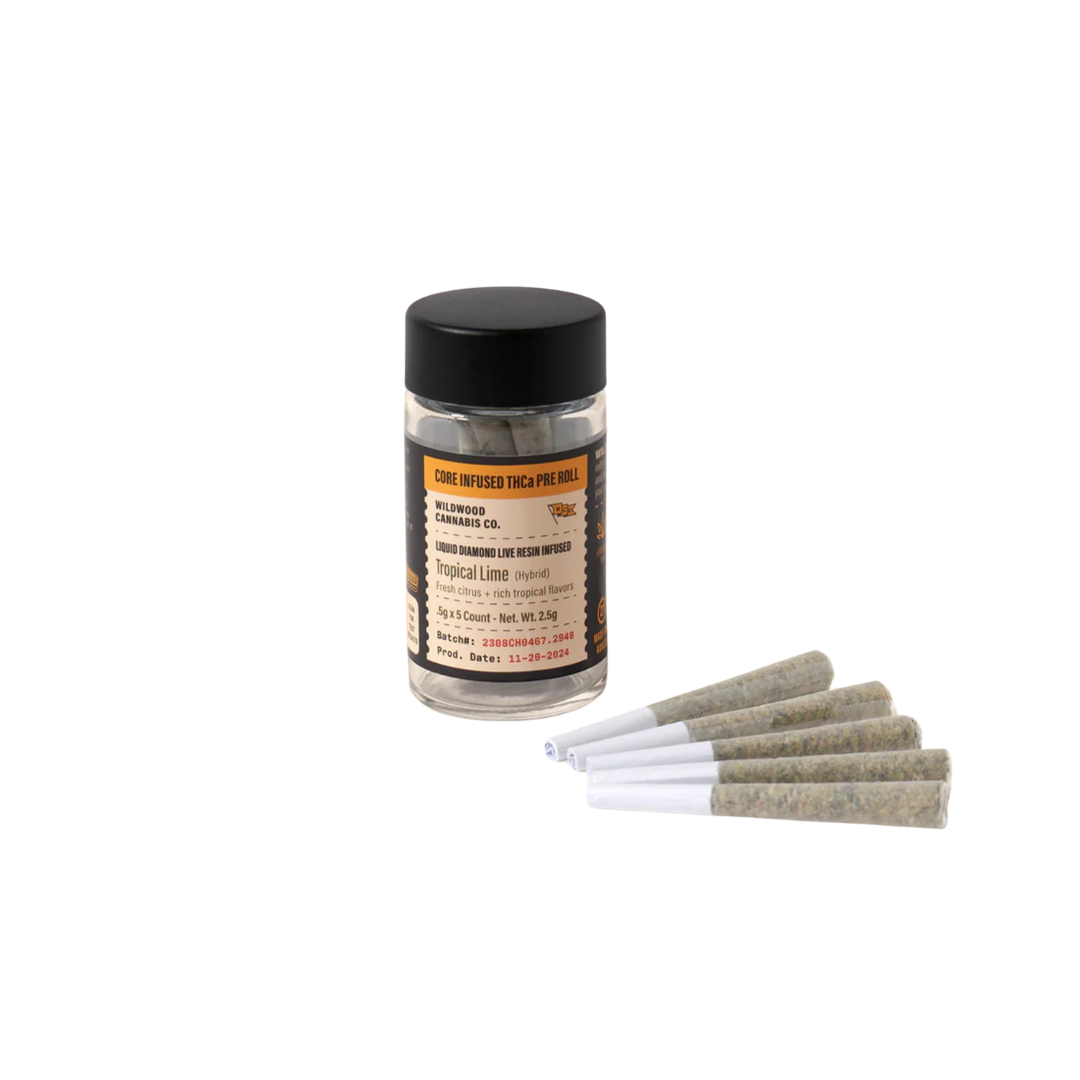 Buy Wildwood THCa Live Resin Core Infused Pre Roll, Tropical Lime- 5 CT Consider It Flowers Online