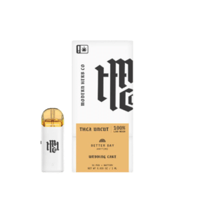 Pure THCA live resin for Wedding Cake effects. Rechargeable battery and replaceable pod by Modern Herb Co. Enjoy tangy flavors. Shop now!